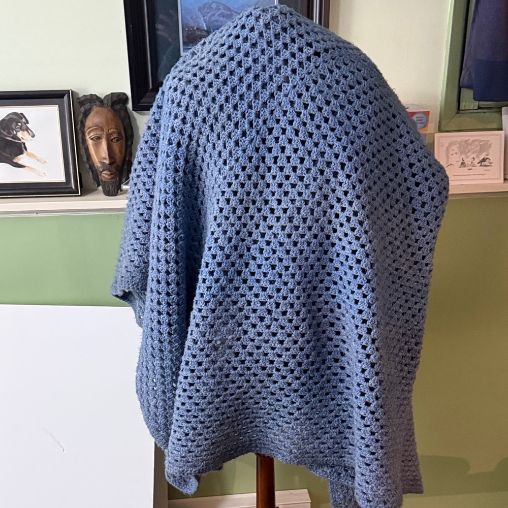 Large Cozy Blue Crochet Quilt